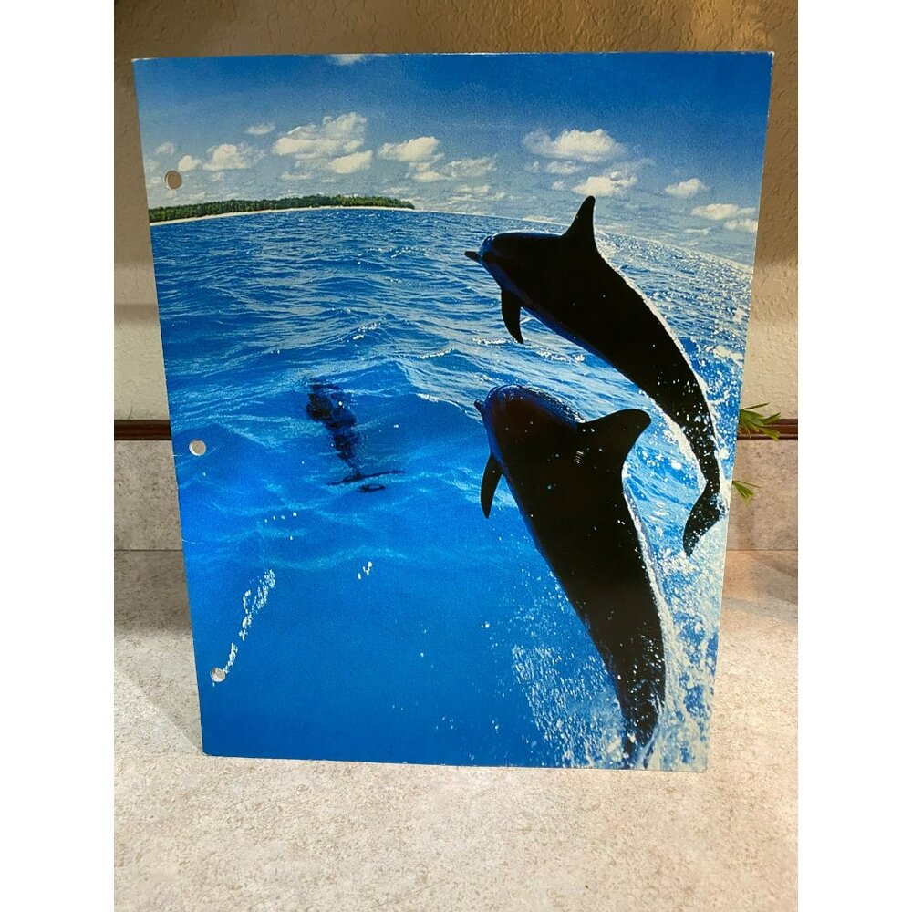 Vintage Dolphin-Themed 2-Pocket Folder With Ocean Design